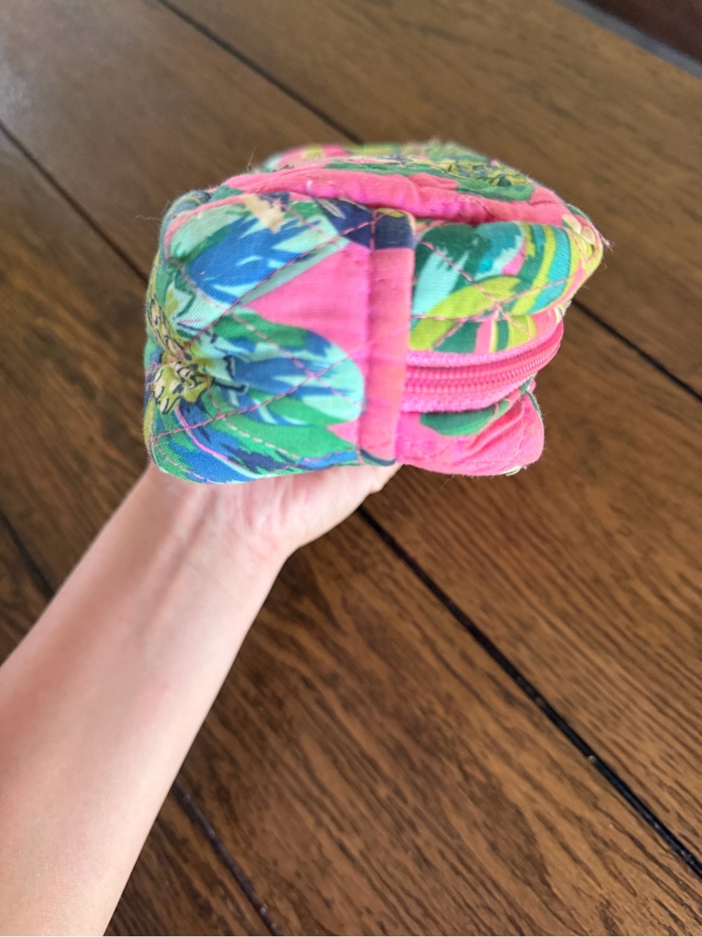 Vera Bradley Floral Cosmetic Pencil Case Cosmetic Bag Vintage Pattern Pink Blue - Picture 7 of 10